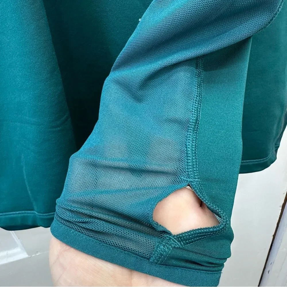Nike Pro 1/4 zip long sleeve deep turquoise athletic running shirt women's large